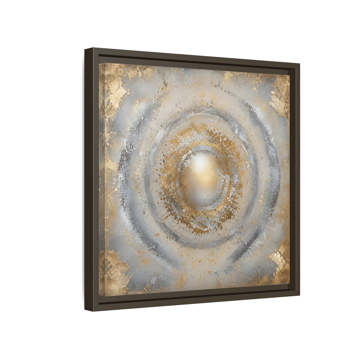 Side Mockup 14. Radiant Gold Orb shown as framed canvas print