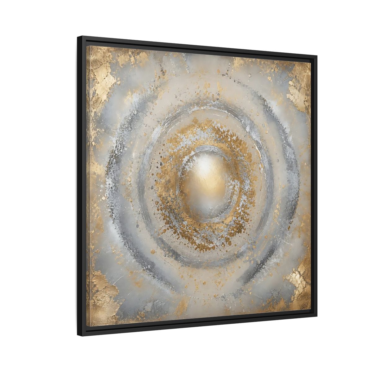 Side Mockup 9. Radiant Gold Orb shown as framed canvas print