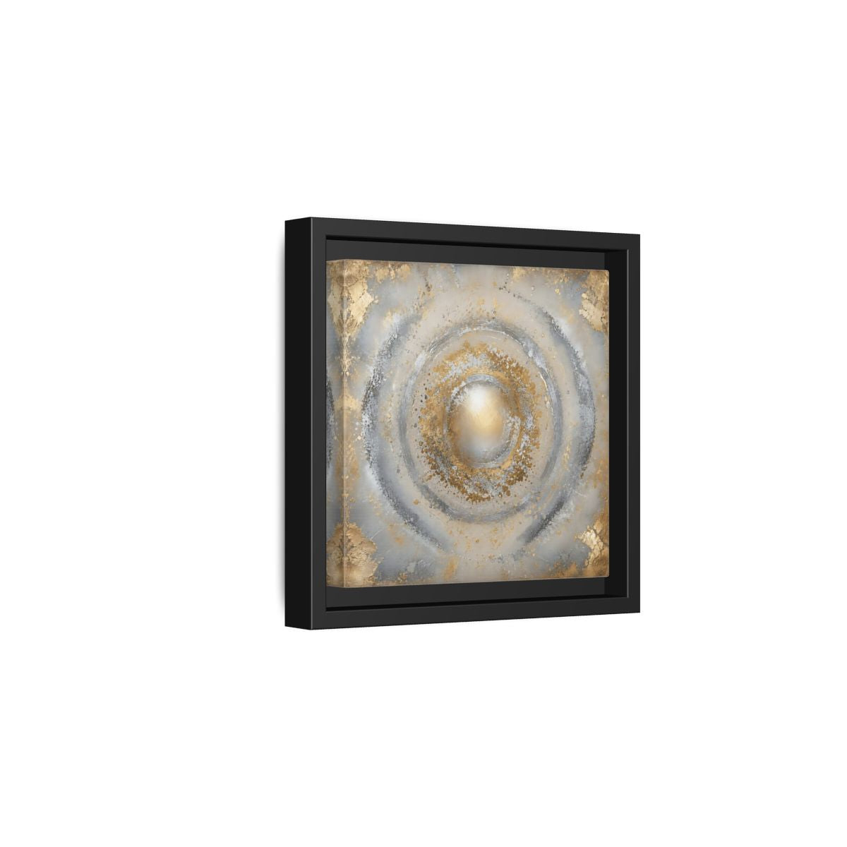 Side Mockup 3. Radiant Gold Orb shown as framed canvas print