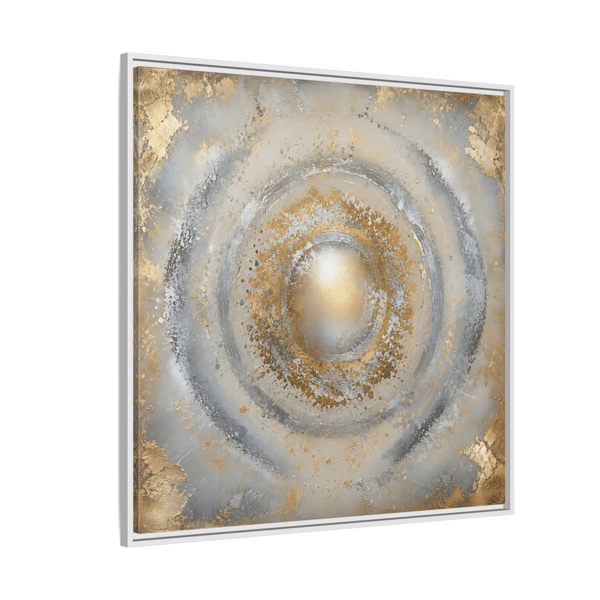 Side Mockup 4. Radiant Gold Orb shown as framed canvas print