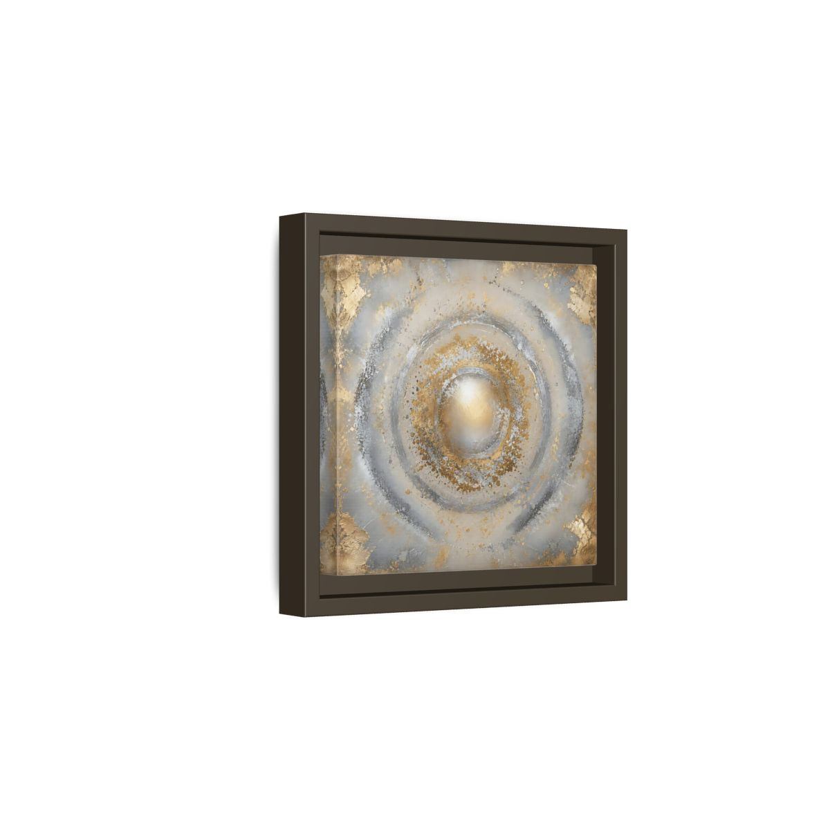 Side Mockup 2. Radiant Gold Orb shown as framed canvas print
