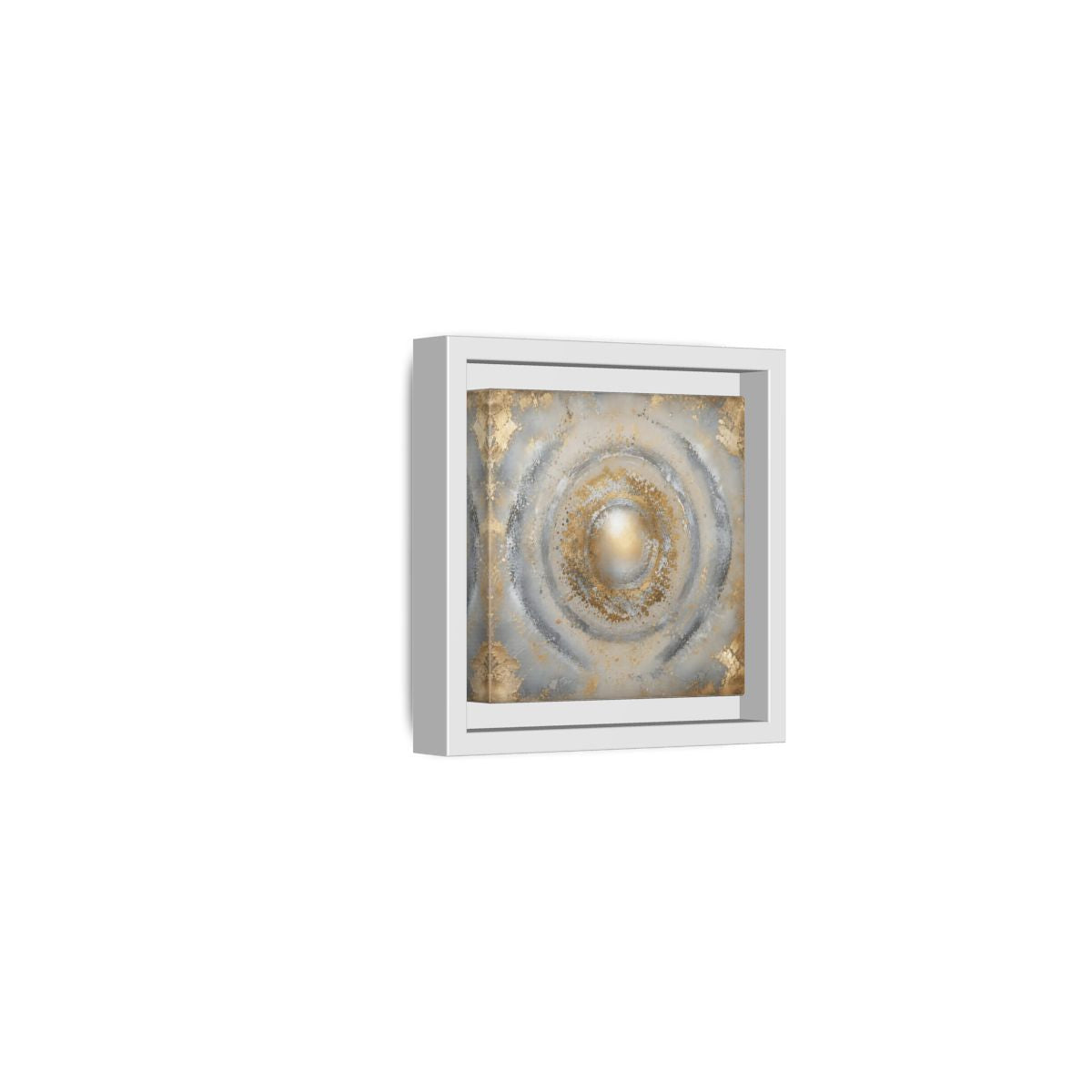 Side Mockup 22. Radiant Gold Orb shown as framed canvas print