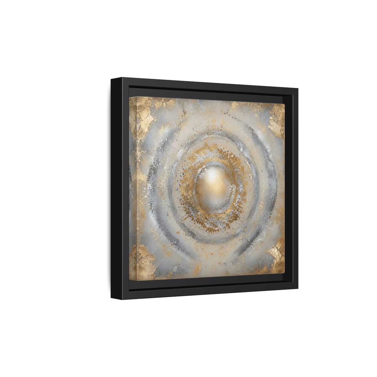 Side Mockup 21. Radiant Gold Orb shown as framed canvas print