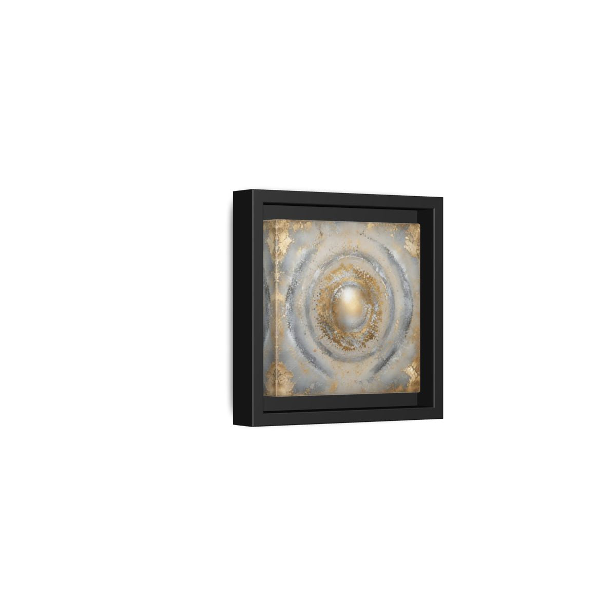 Side Mockup 24. Radiant Gold Orb shown as framed canvas print