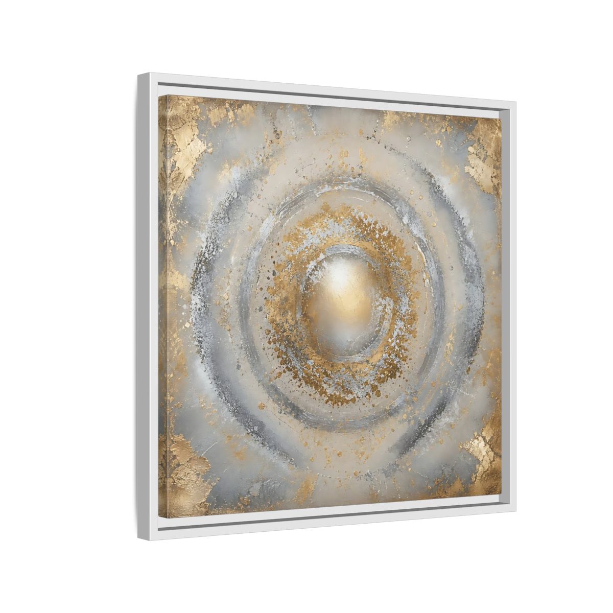 Side Mockup 10. Radiant Gold Orb shown as framed canvas print