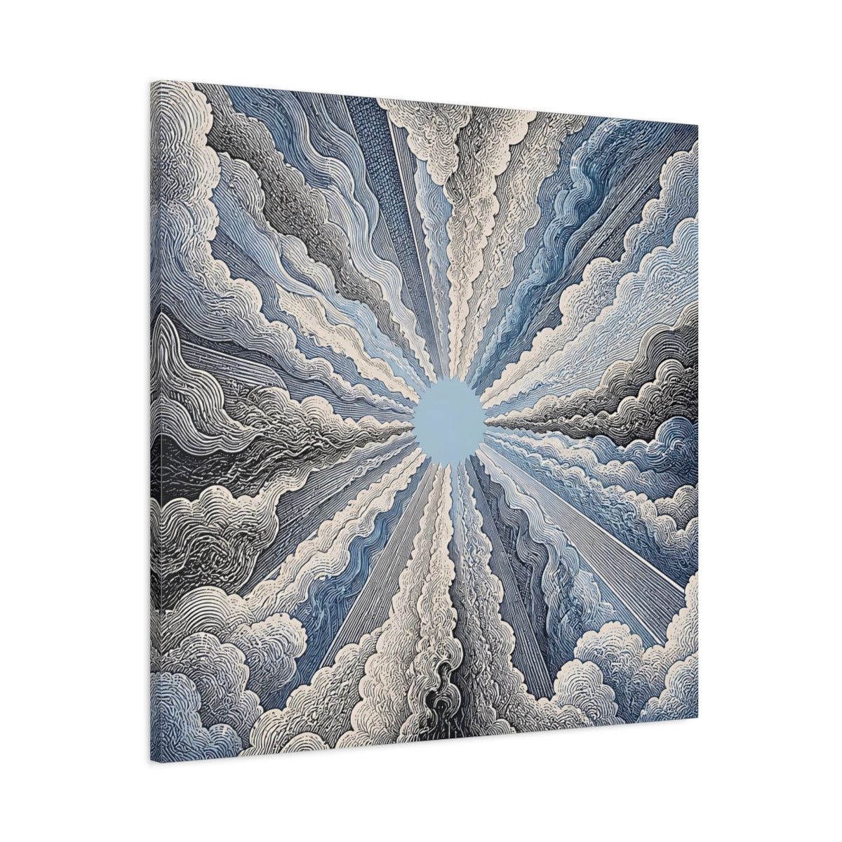 Main Mockup. Radiant Sky Engraving shown as canvas print