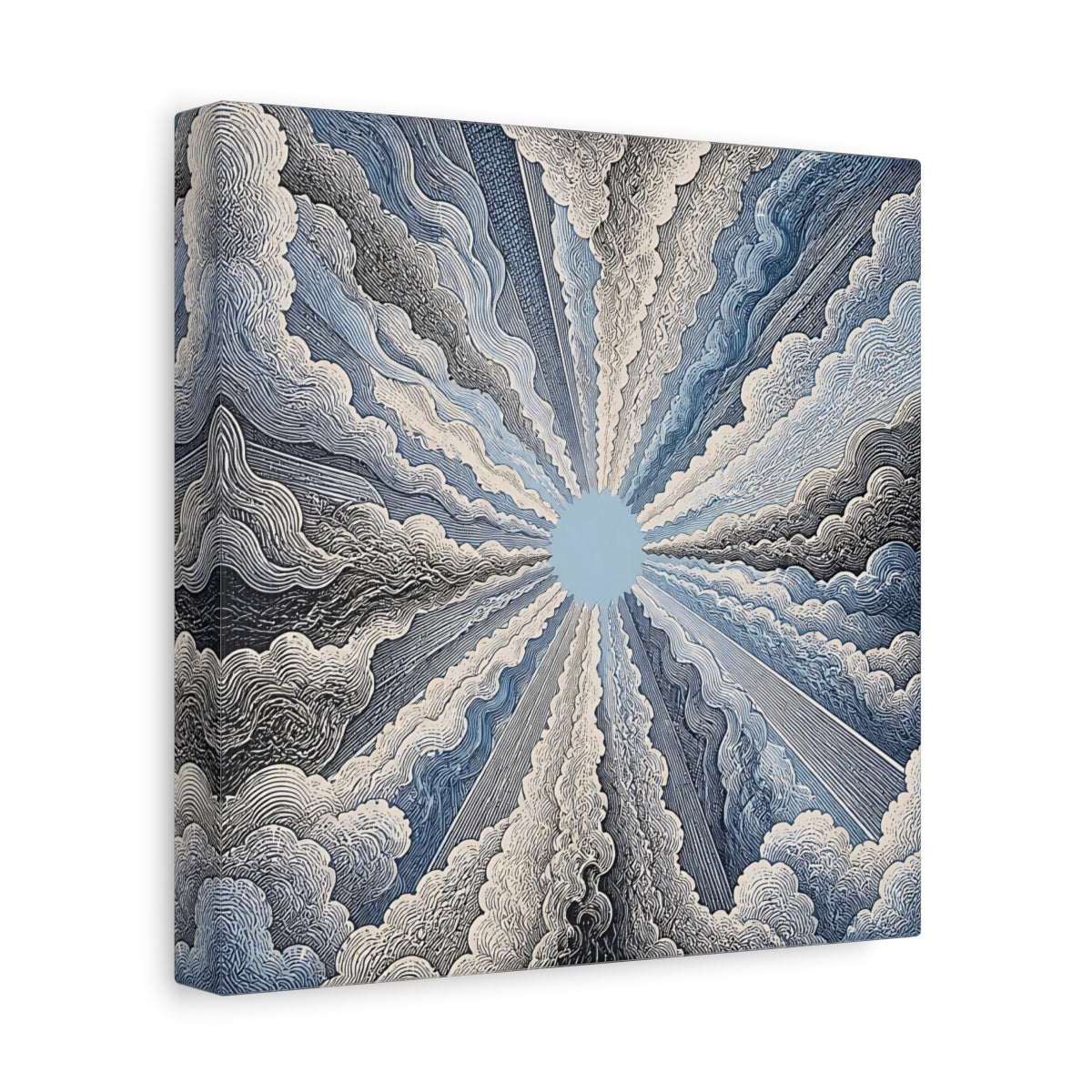 Side Mockup 9. Radiant Sky Engraving shown as canvas print
