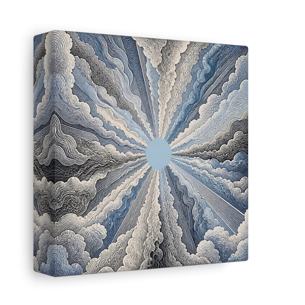 Side Mockup 2. Radiant Sky Engraving shown as canvas print