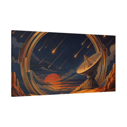 Side Mockup 2. Radio Dish Under Meteor Shower shown as canvas print