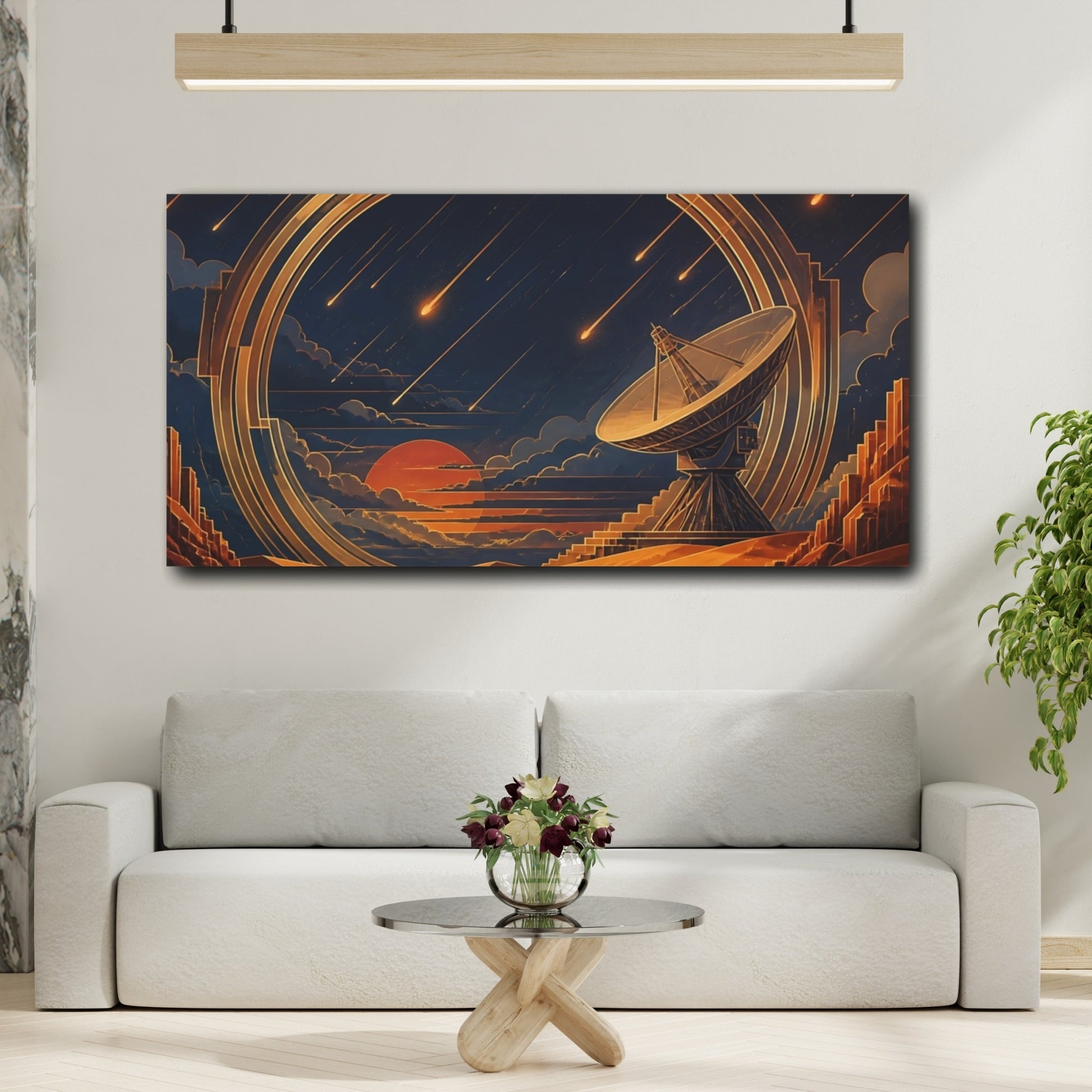 Mockup 2. Radio Dish Under Meteor Shower shown as canvas print
