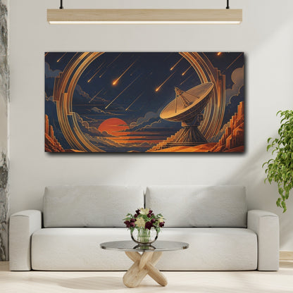 Mockup 2. Radio Dish Under Meteor Shower shown as canvas print