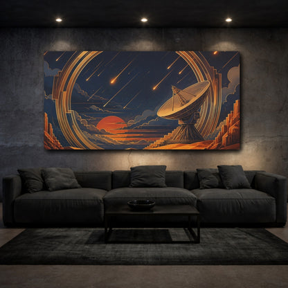 Mockup 3. Radio Dish Under Meteor Shower shown as canvas print