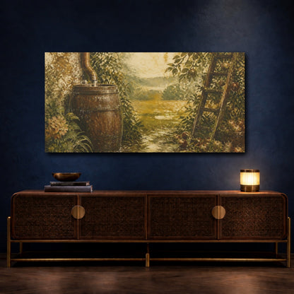 Mockup 4. Rain Barrel Apple Harvest shown as canvas print