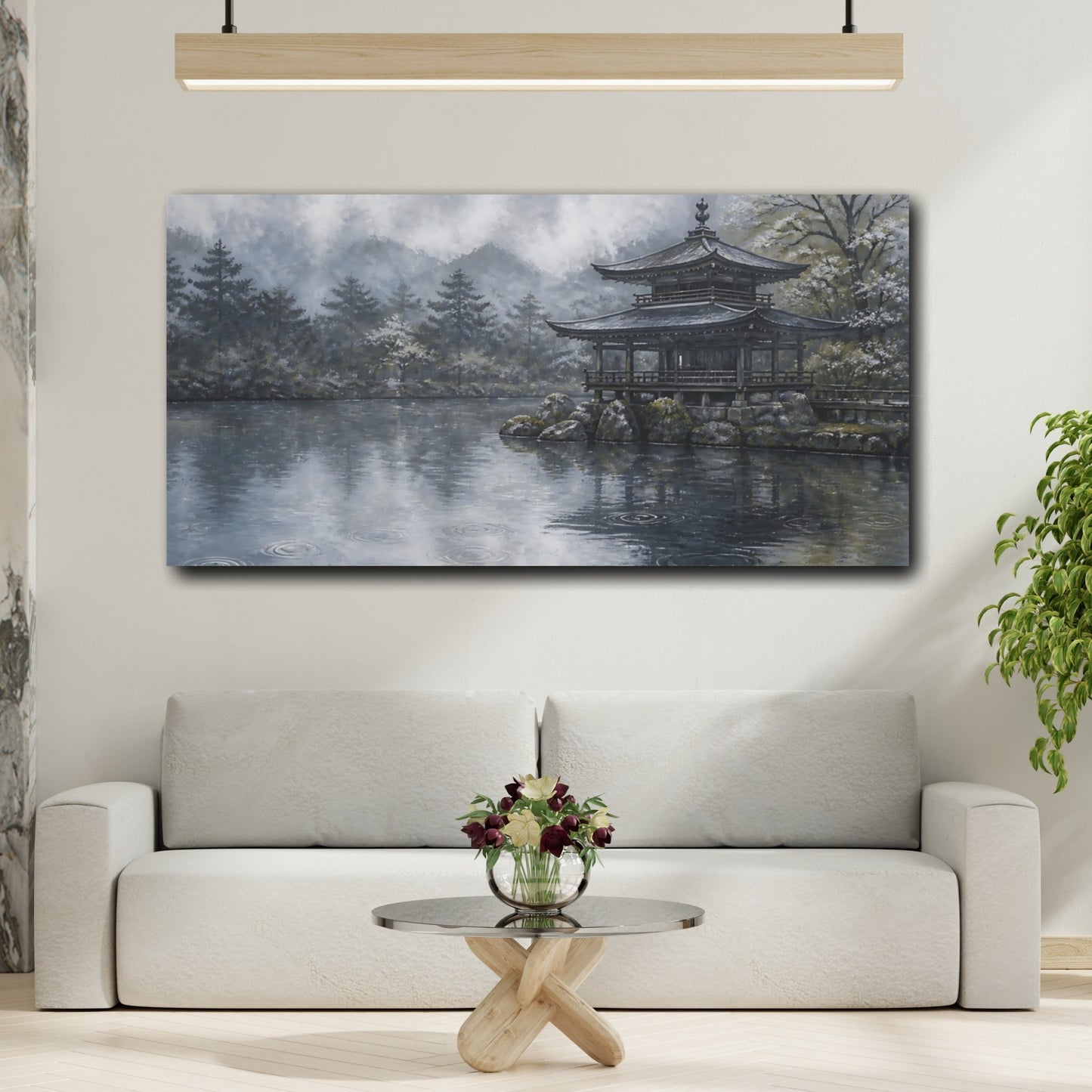 Mockup 2. Rain Rings At Temple Pond shown as canvas print