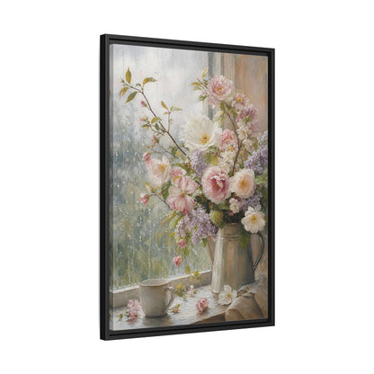 Side Mockup 14. Rainy Day Floral Bouquet shown as framed canvas print