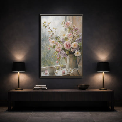 Mockup 3. Rainy Day Floral Bouquet shown as framed canvas print