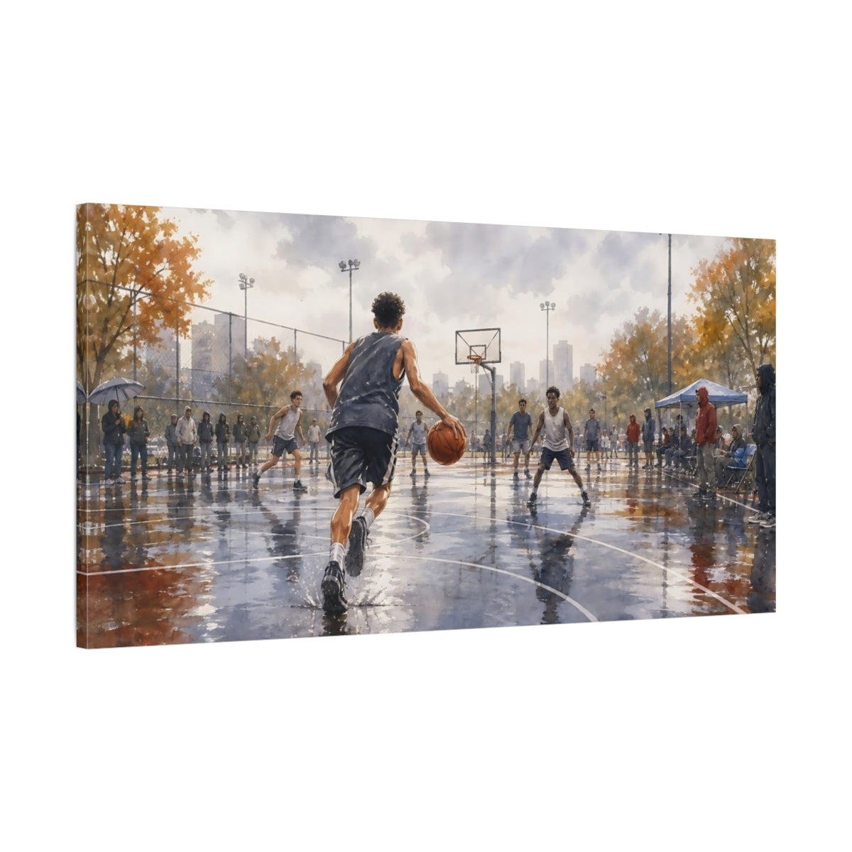 Main Mockup. Rainy Day Pickup Game shown as canvas print