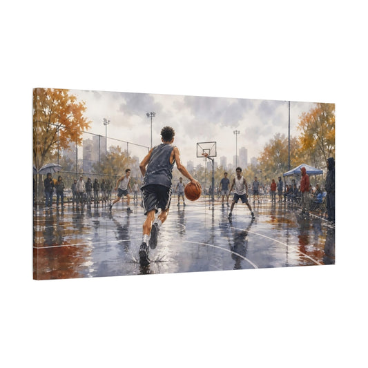 Main Mockup. Rainy Day Pickup Game shown as canvas print