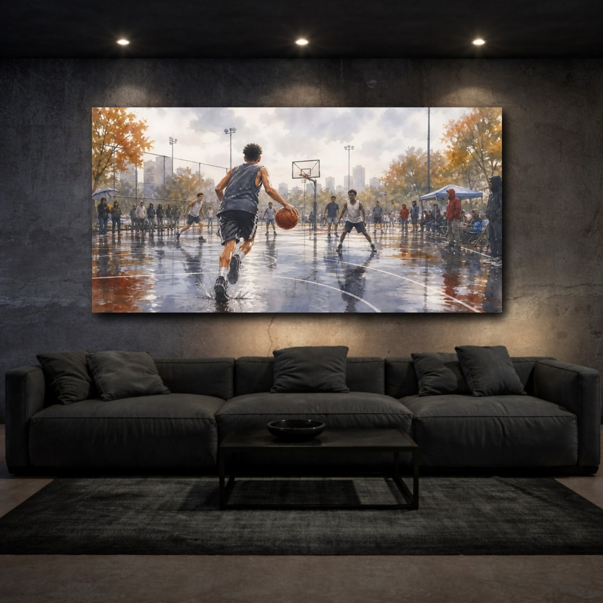 Mockup 3. Rainy Day Pickup Game shown as canvas print