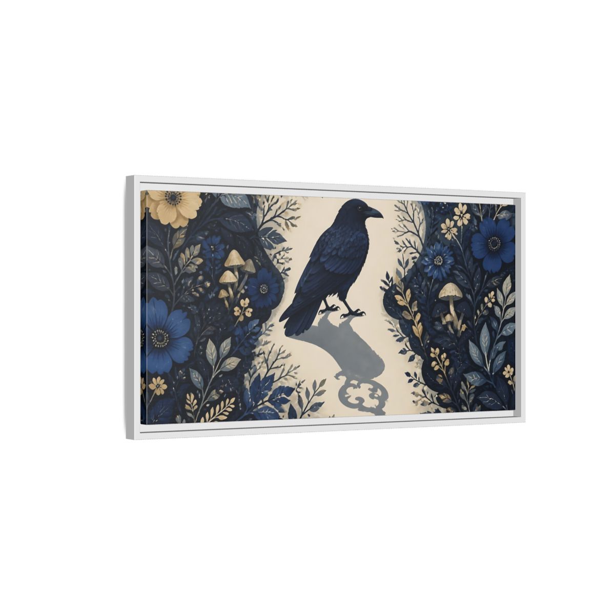 Side Mockup 1. Raven Key Shadow shown as framed canvas print