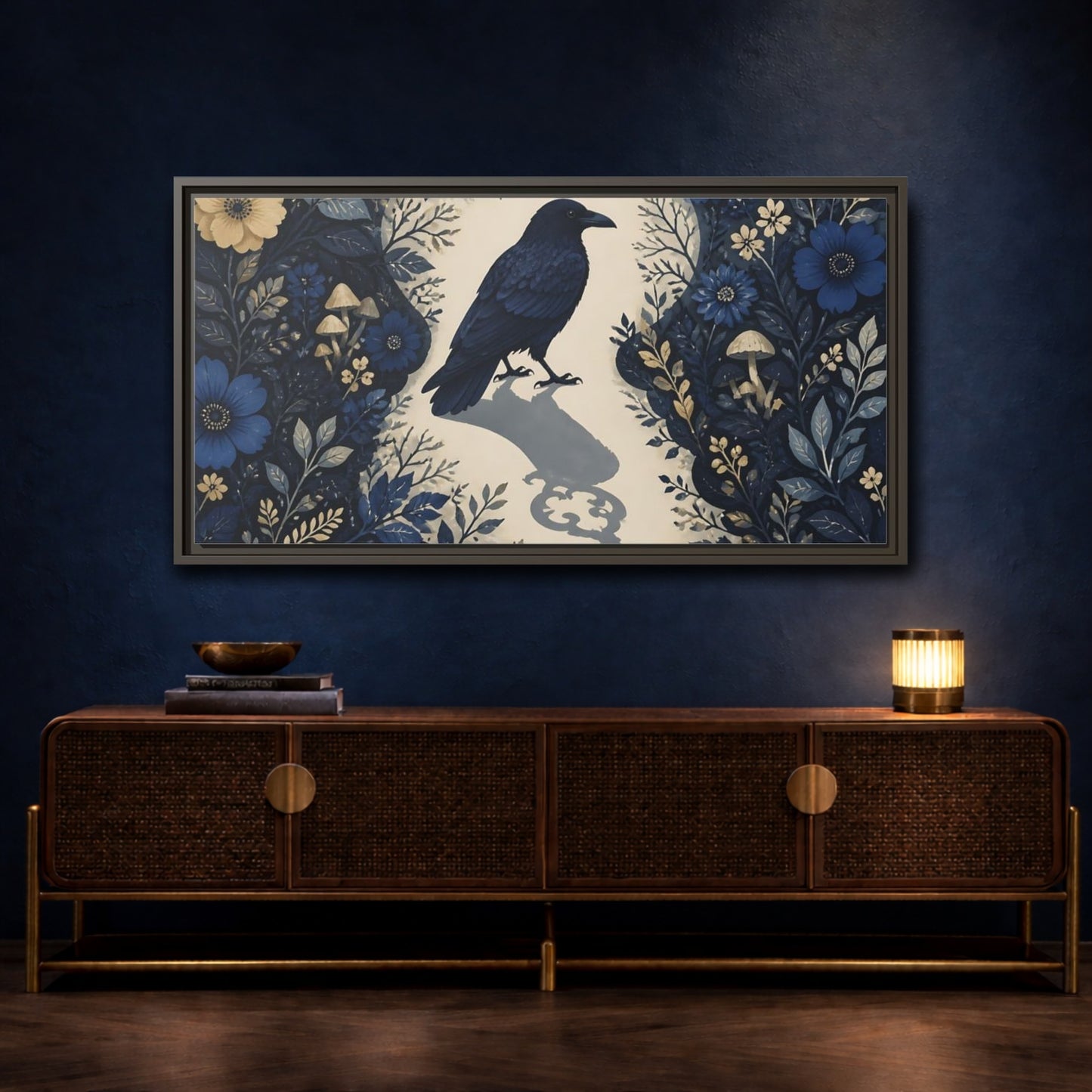 Mockup 4. Raven Key Shadow shown as framed canvas print
