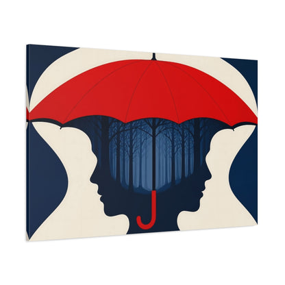 Side Mockup 1. Red Umbrella Illusion shown as canvas print