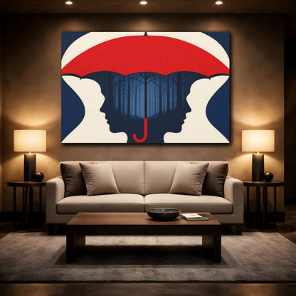 Mockup 2. Red Umbrella Illusion shown as canvas print