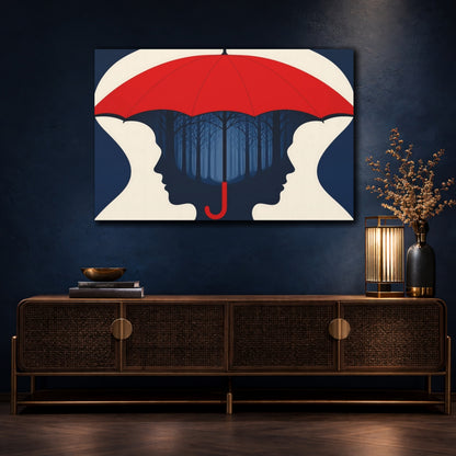 Mockup 4. Red Umbrella Illusion shown as canvas print