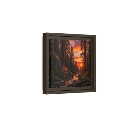 Side Mockup 2. Redwood Cabin Landscape shown as framed canvas print