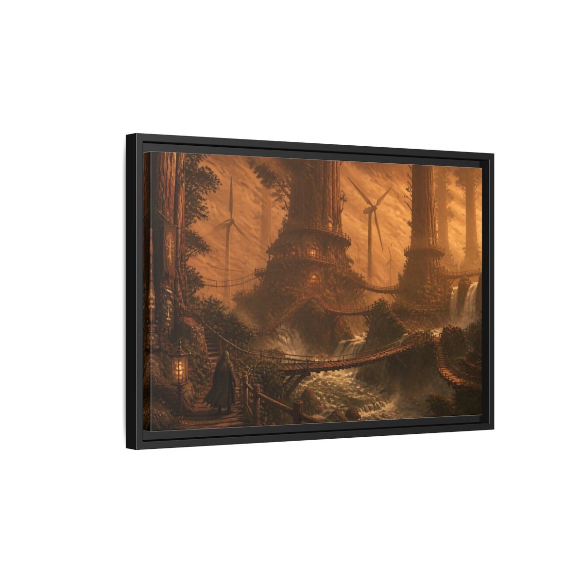 Side Mockup 3. Redwood Treehouse Village shown as framed canvas print