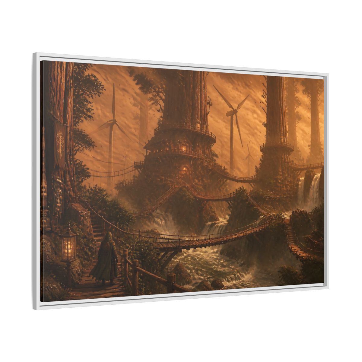 Side Mockup 7. Redwood Treehouse Village shown as framed canvas print