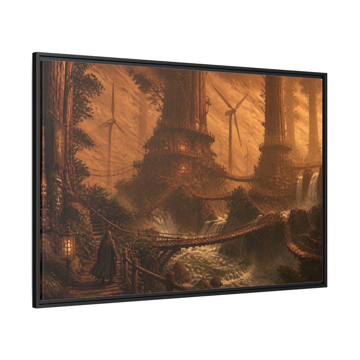 Side Mockup 12. Redwood Treehouse Village shown as framed canvas print