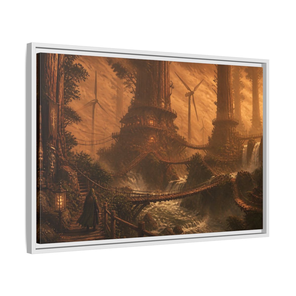 Side Mockup 10. Redwood Treehouse Village shown as framed canvas print