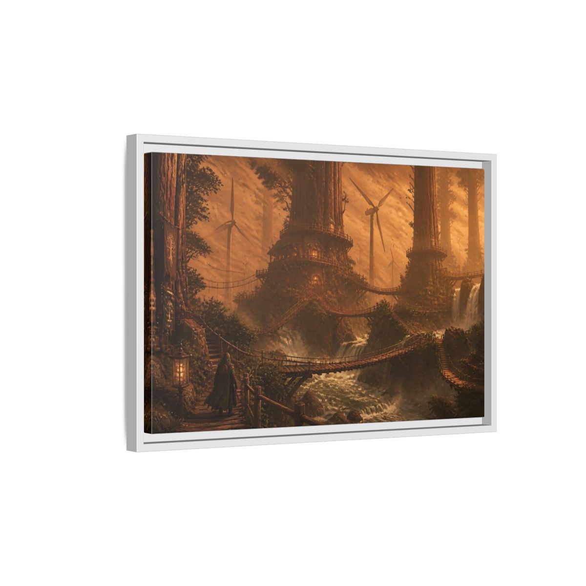 Side Mockup 1. Redwood Treehouse Village shown as framed canvas print
