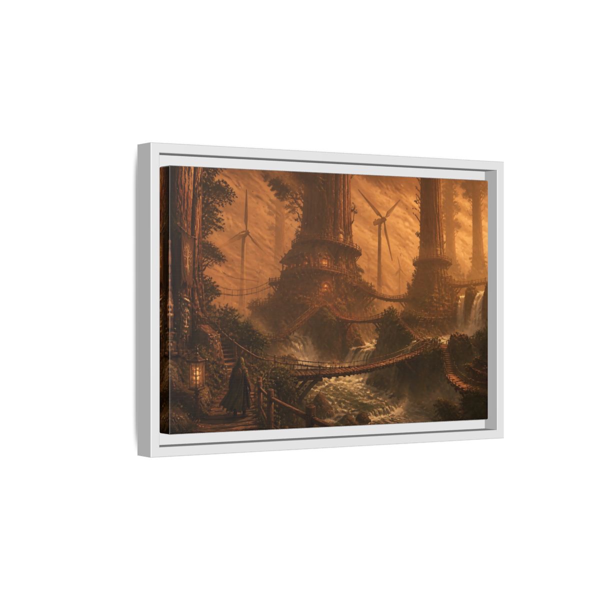 Side Mockup 4. Redwood Treehouse Village shown as framed canvas print