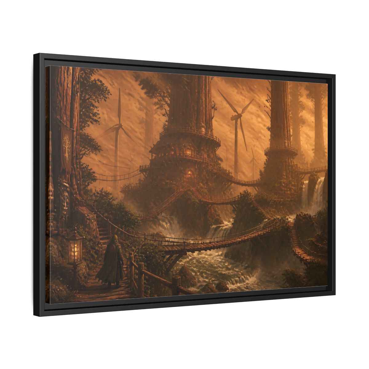 Side Mockup 14. Redwood Treehouse Village shown as framed canvas print