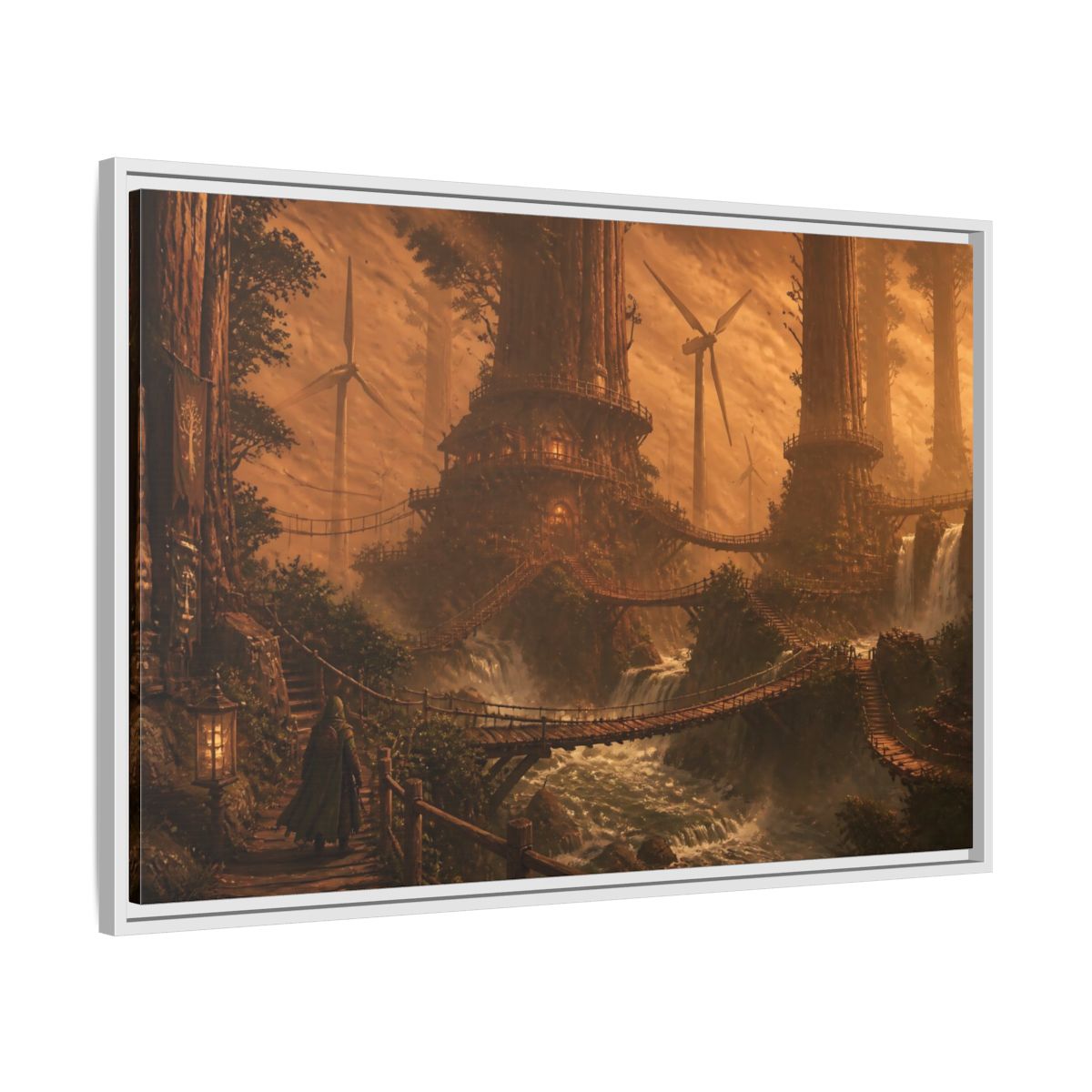 Side Mockup 9. Redwood Treehouse Village shown as framed canvas print