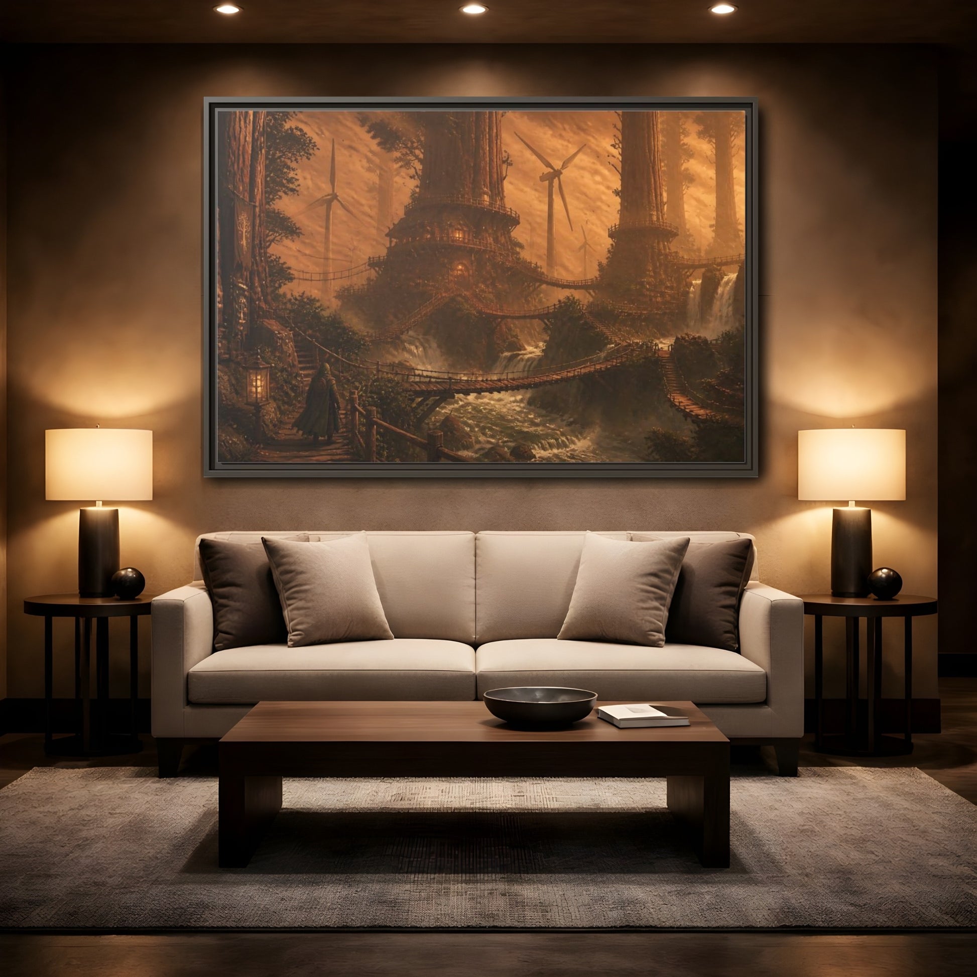 Mockup 2. Redwood Treehouse Village shown as framed canvas print