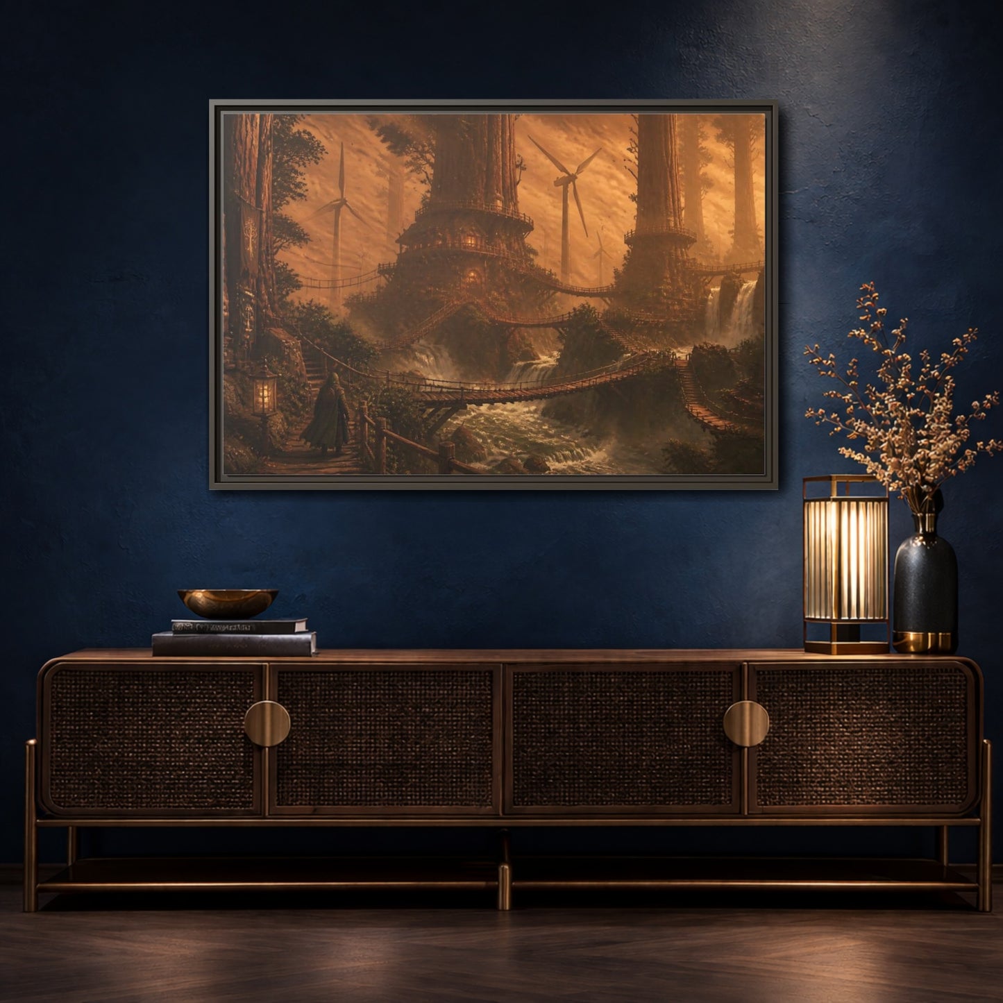 Mockup 4. Redwood Treehouse Village shown as framed canvas print