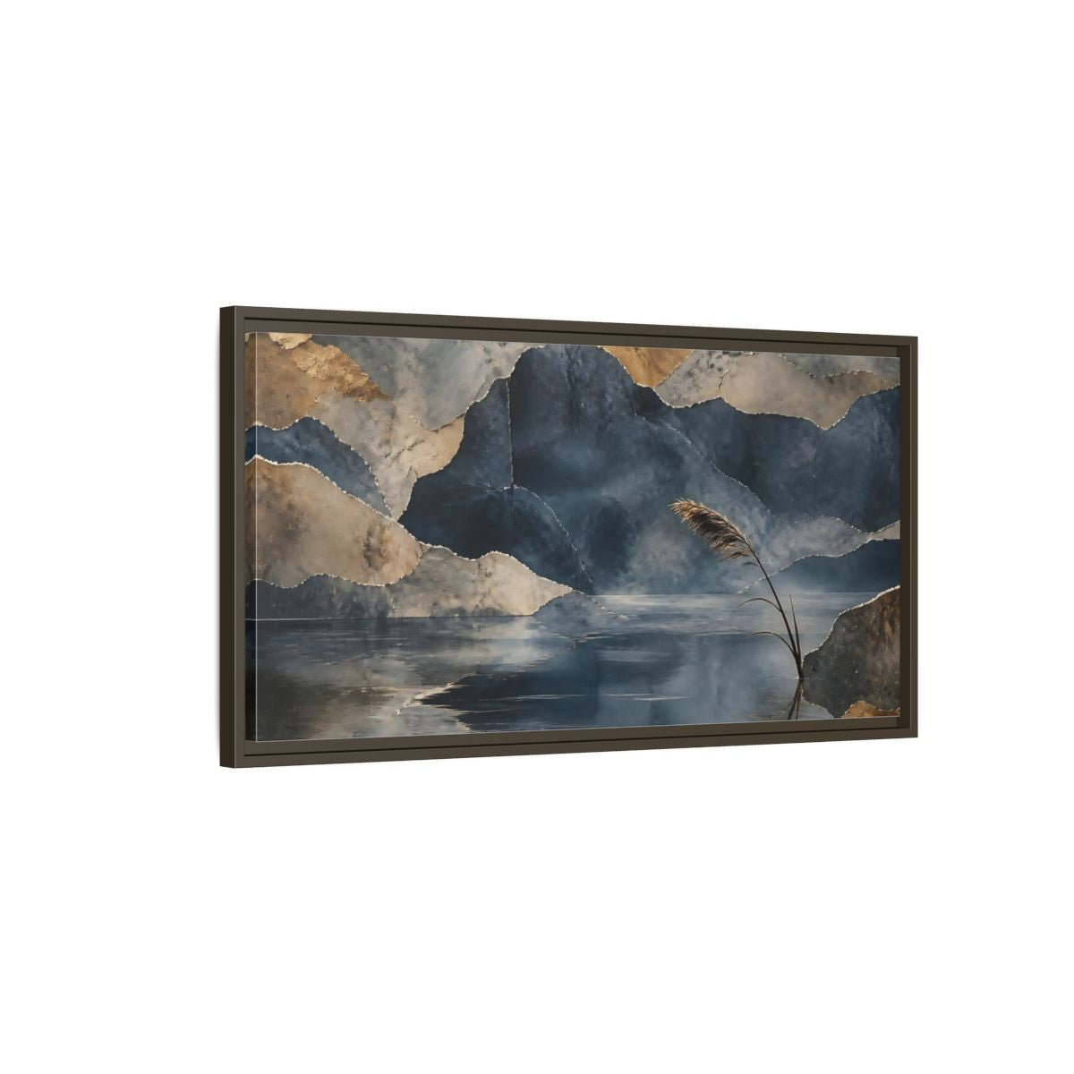 Main Mockup. Reed By Indigo Lake shown as framed canvas print