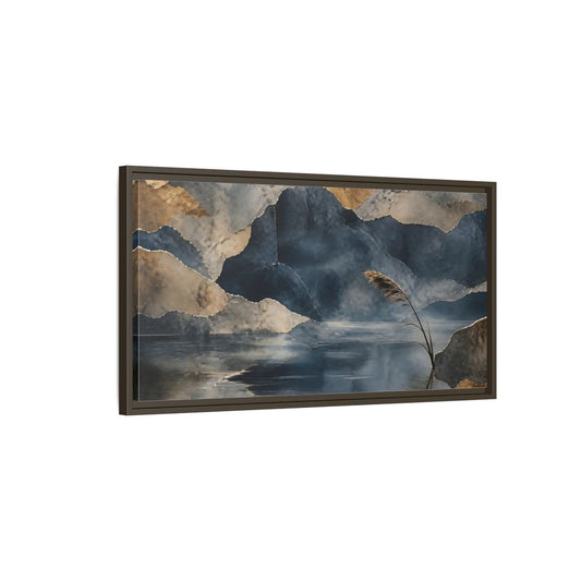 Main Mockup. Reed By Indigo Lake shown as framed canvas print
