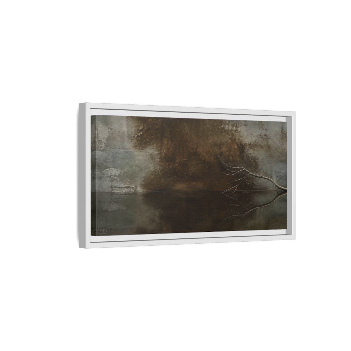 Side Mockup 6. Reflected Bare Branch shown as framed canvas print