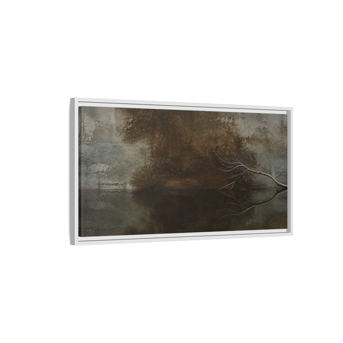 Side Mockup 1. Reflected Bare Branch shown as framed canvas print