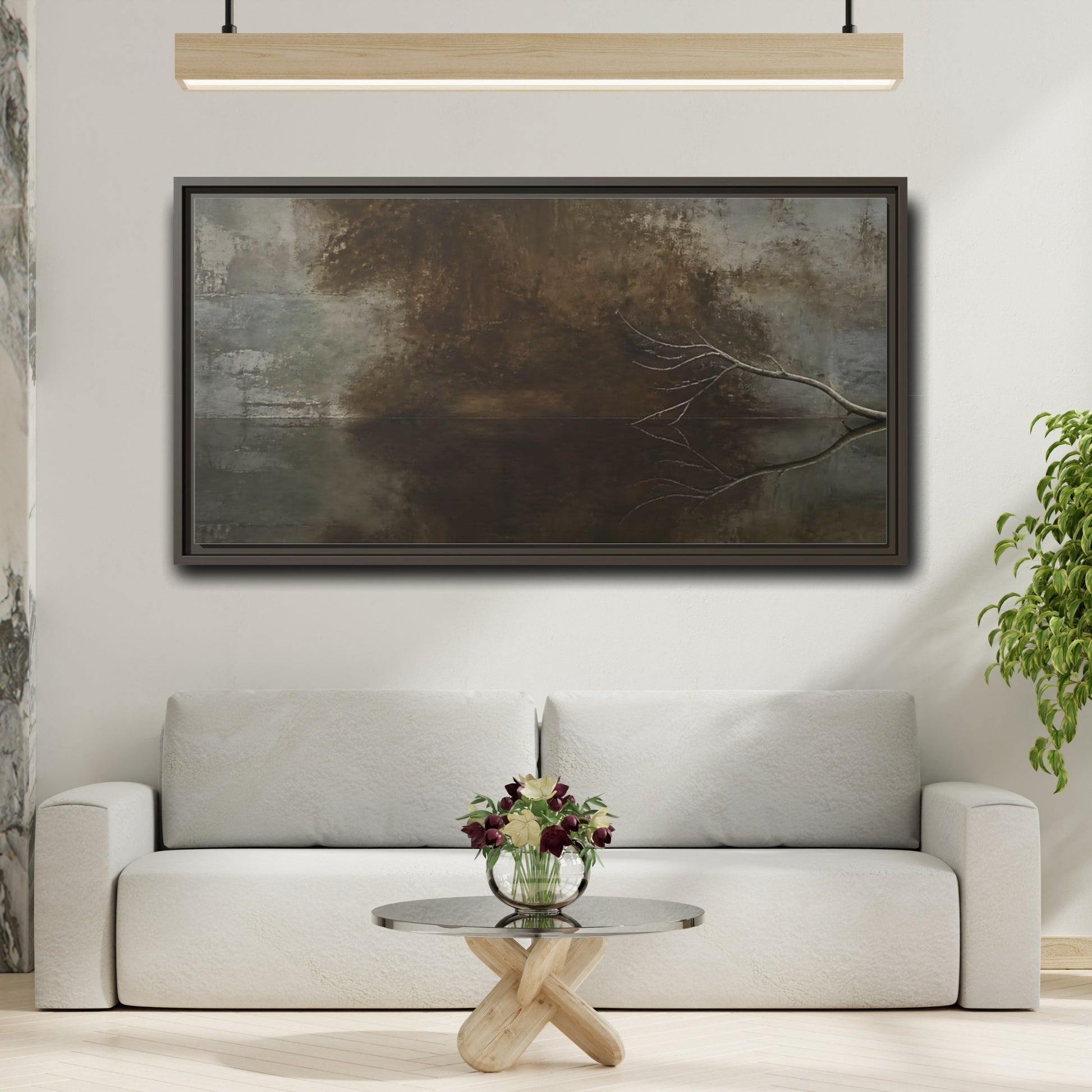 Mockup 2. Reflected Bare Branch shown as framed canvas print