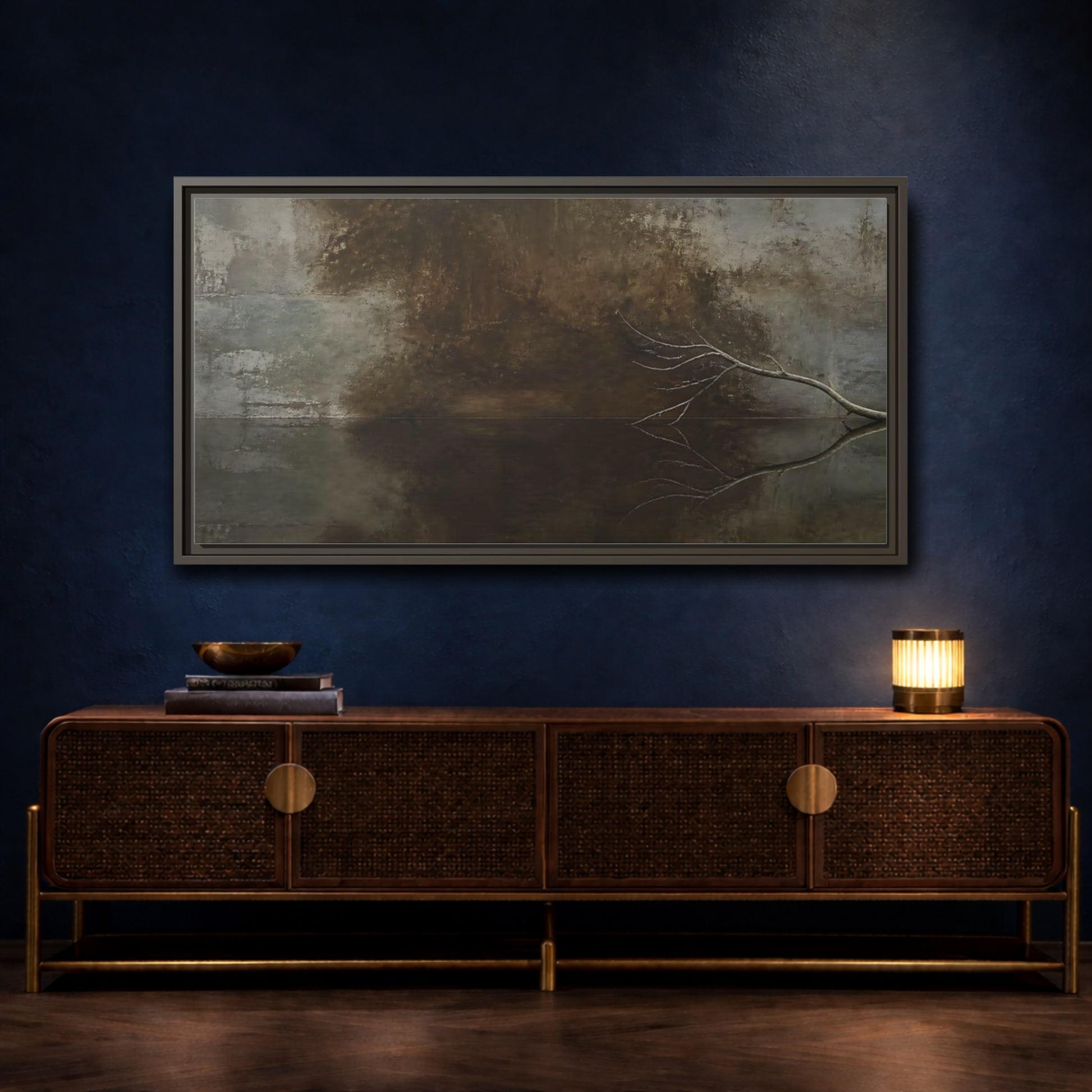 Mockup 4. Reflected Bare Branch shown as framed canvas print