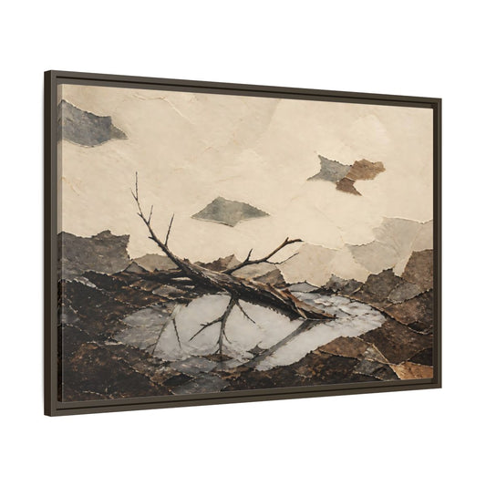 Main Mockup. Reflected Broken Branch shown as framed canvas print