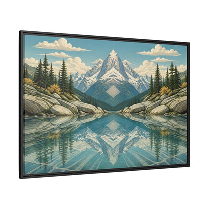 Side Mockup 12. Reflected Mountain Lake shown as framed canvas print