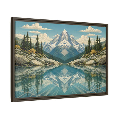 Side Mockup 11. Reflected Mountain Lake shown as framed canvas print