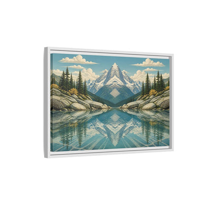 Side Mockup 1. Reflected Mountain Lake shown as framed canvas print