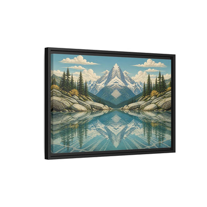 Side Mockup 3. Reflected Mountain Lake shown as framed canvas print